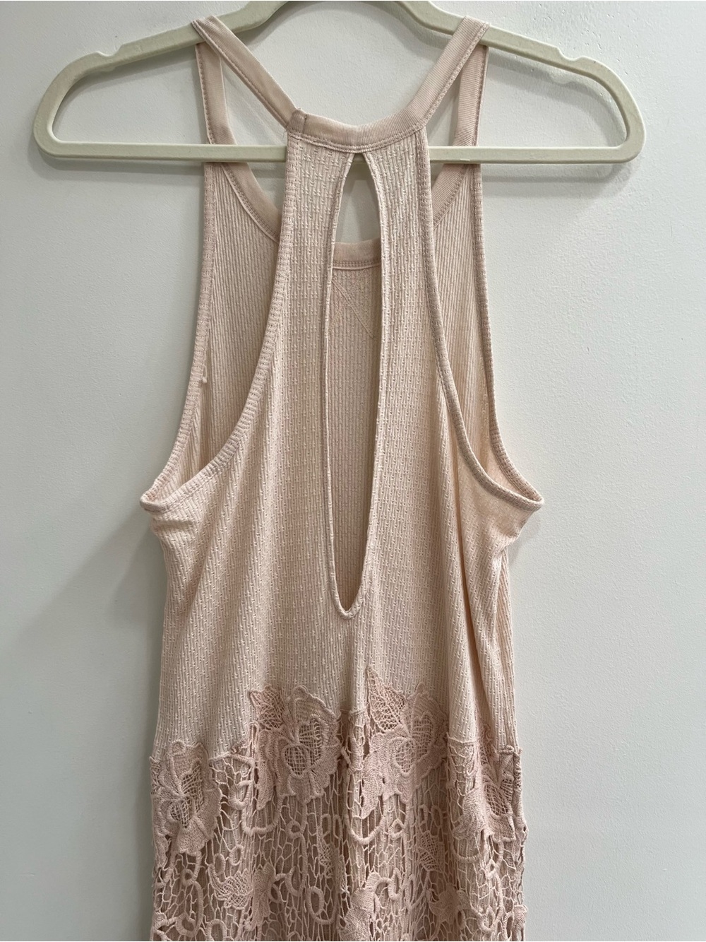 Free People Nora Lace Overlay Midi Dress Cream Tank Boho Festival Size Large - Picture 12 of 15